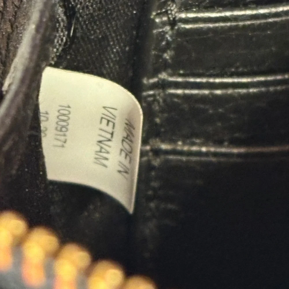 Tory Burch black leather small zip top bag